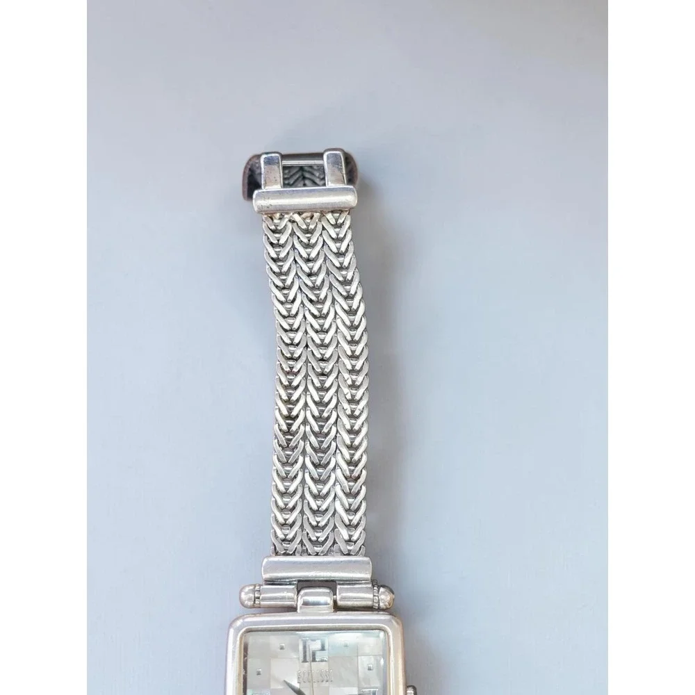 Ecclissi Sterling Silver 925 Mother of Pearl Mosaic Dial Bracelet Watch New Batt